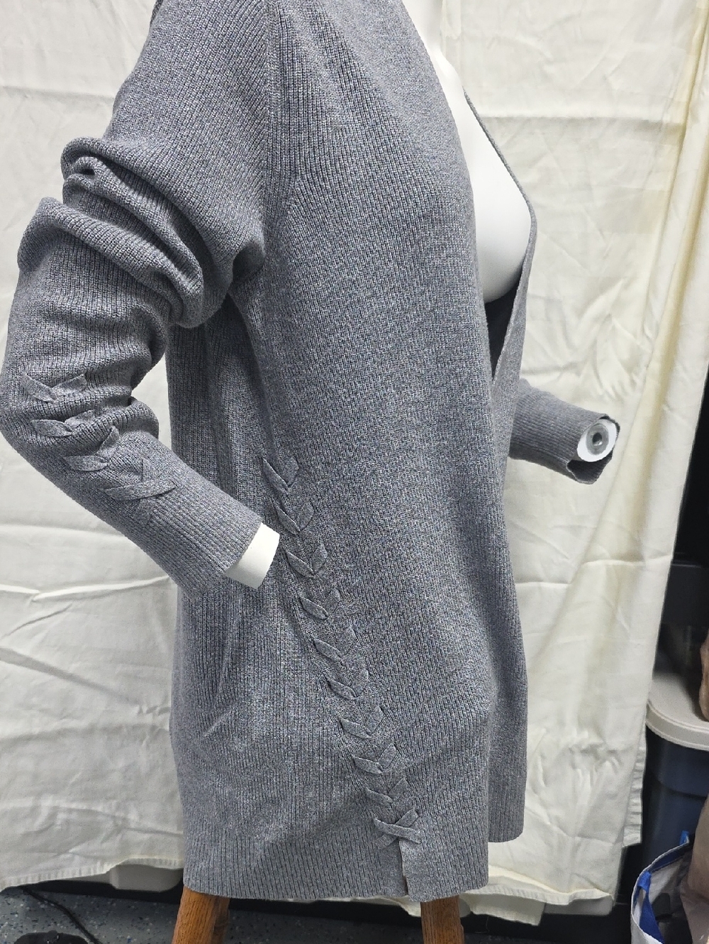 Banana Republic Heather Gray Open-Front Knit Cardigan